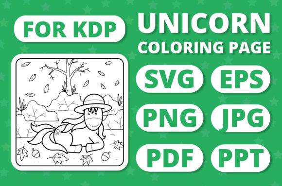 KDP Unicorns Seasons Coloring Page 23 for Design & Branding