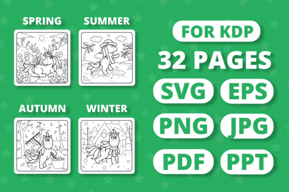 Seasonal Unicorn Coloring Graphics for Your Product Shop